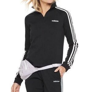 adidas Quarter-Zip Stripe Fleece Jacket